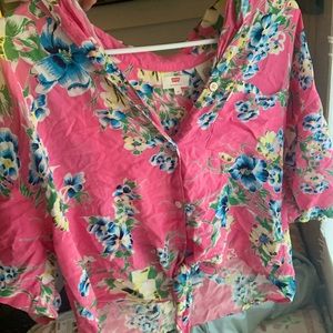 Levi floral cropped button up